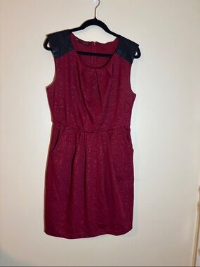 Maurices Burgundy Mini Dress with Black Shoulder Panels